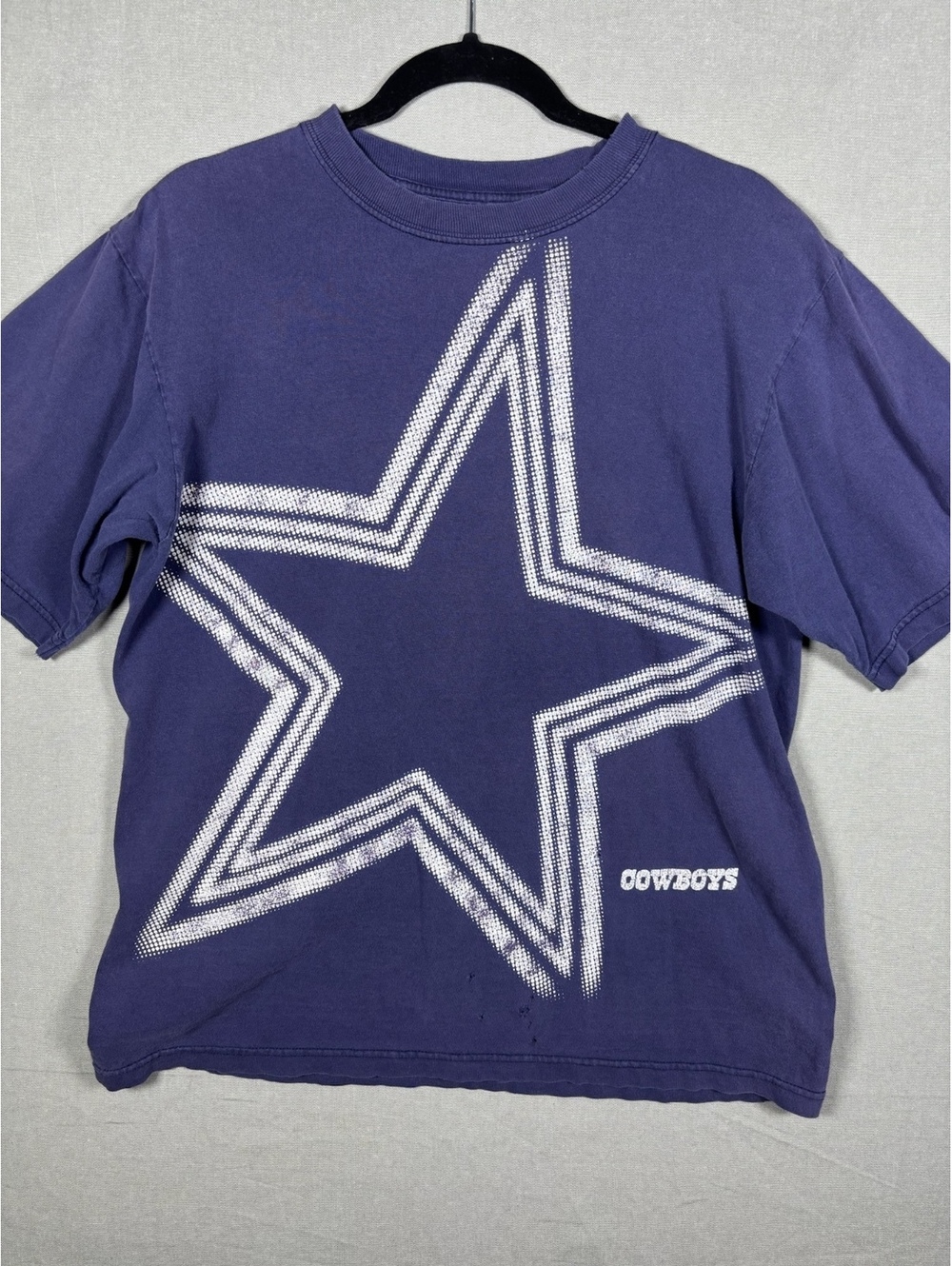 Vintage Dallas Cowboys T Shirt Size M Navy Blue Micro Dot Star NFL Y2K Faded
